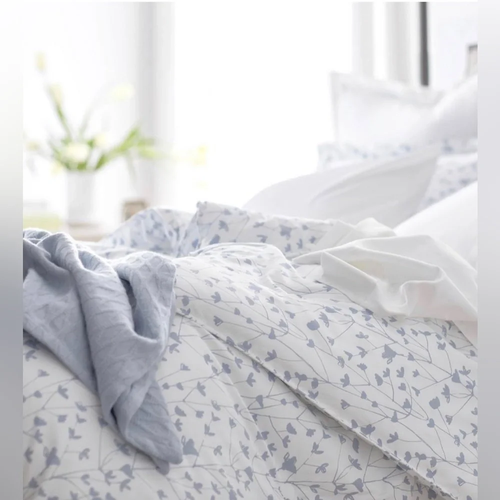NEW The Company Cotton Ivy White Botanical Rayon Made Bamboo Sateen Comf…